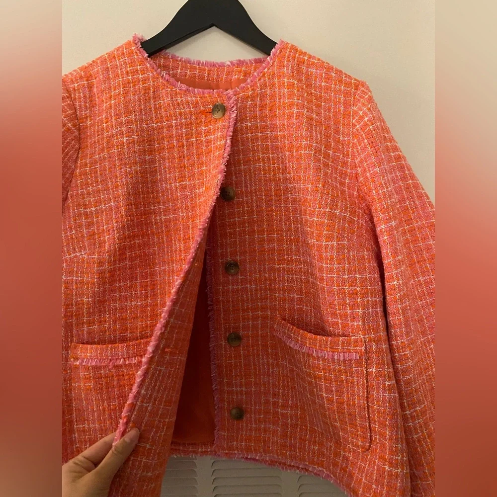 J Jill Dahlia Tweed Jacket in Clementine - Picture 3 of 7